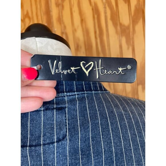 Velvet Heart Denim Jean Jacket Long Sleeve Pockets Pinstripe Blue Sz S NWT - Picture 7 of 10